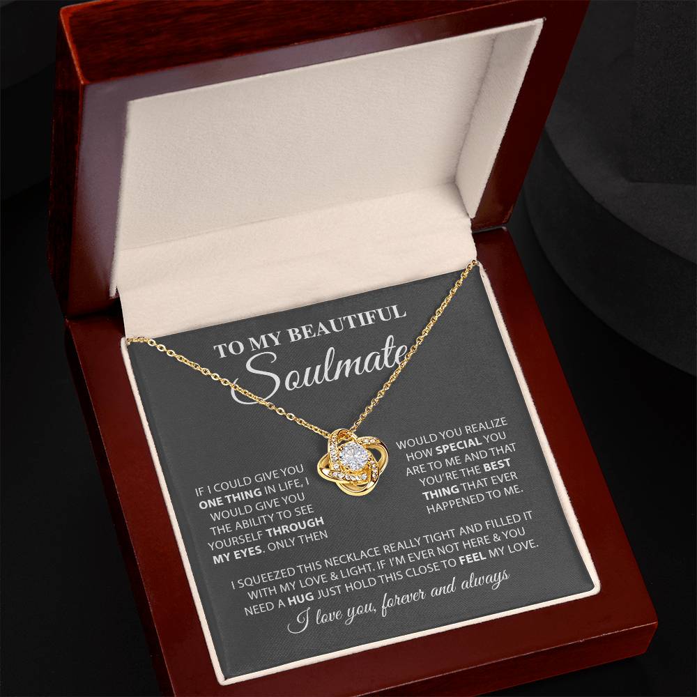 To My Beautiful Soulmate | I Love You, Forever & Always - Love Knot Necklace