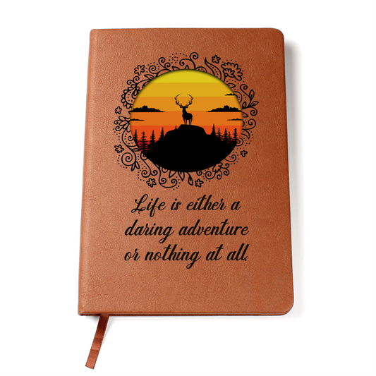 Adventure Seeker Journal – Life is an Adventure = Wilderness Sunset -  Vegan Leather Notebook -- Reminders, Goal Setting