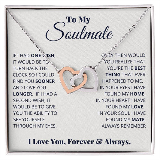 To My Soulmate, I Love You, Forever & Always - Interlocking Hearts necklace -  Special