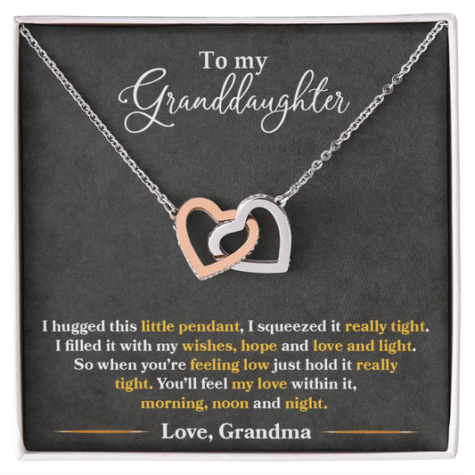 To My Granddaughter – Love, Grandma - You’ll Feel My Love Within This – Interlocking Hearts Necklace