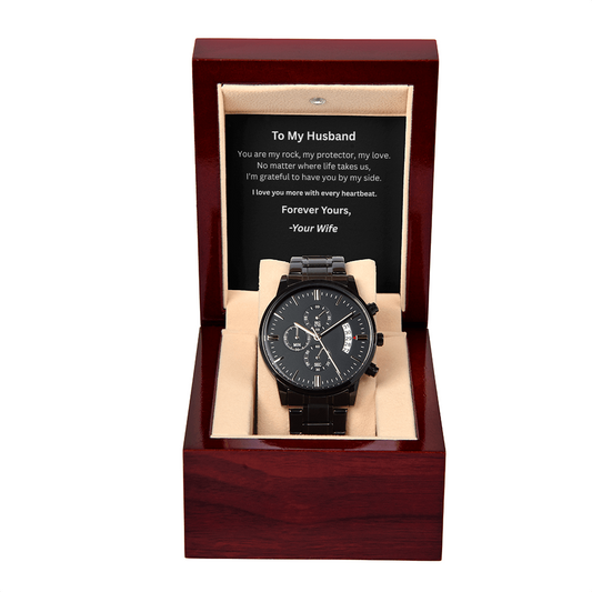 To My Husband – Love You Forever - Chronograph Watch - Black - Perfect for everyday wear and special occasions. Show Love