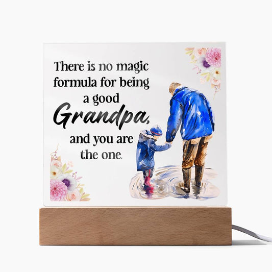 To My Grandfather - No Magic Formula - You Are the one - Acrylic Square Design Grandpa - Azul